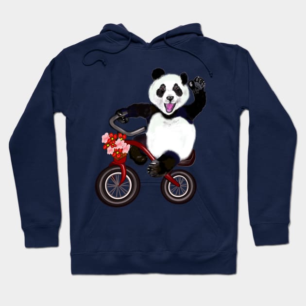 Panda bear on a tricycle bicycle- cute kawaii cuddly panda bear Hoodie by Artonmytee